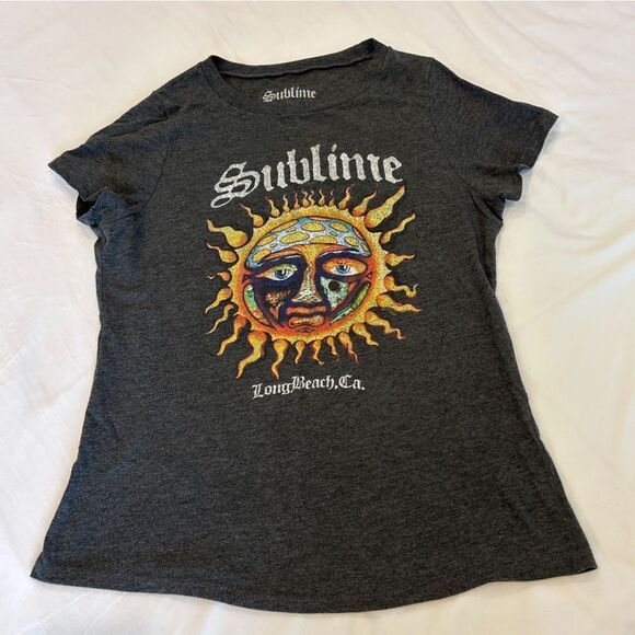 Sublime Women's Dark Grey Short Sleeves Crew Neck Long Beach T-Shirt Size Medium - Picture 1 of 7